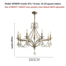 French retro pearl crystal chandelier antique brass dining room