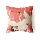French retro pink velvet crane decorative cushion cover living room