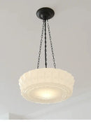 French retro shanghai style cream textured glass dining room pendant