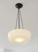 French retro shanghai style cream textured glass dining room pendant