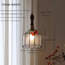 French retro stained glass decorbites butterfly chandelier bedroom light