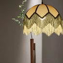 French retro style woven fabric fringed pendant lamp bedroom light