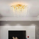French romantic gold crystal branch chandelier dining room light