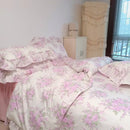 French rose flowers print ruffled cotton bedding set bedroom