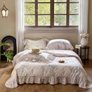 French rose flowers ruffled bedding set bedroom decor