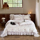 French rose flowers ruffled bedding set bedroom decor