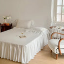 French rose flowers white satin lace bedding set bedroom ruffles