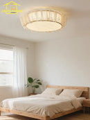 French ruffled beige cream wind led ceiling light for bedroom