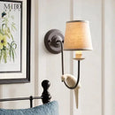 French rural cream ceramic bird decor antique wall lamp bedroom