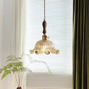 French style fluted clear glass led pendant light dining room