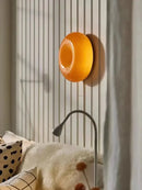 French style orange glossy ceramic decorative wall lamp bedroom light