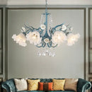French style white crystal flower chandelier living room light