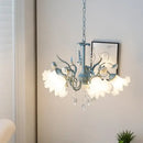 French style white crystal flower chandelier living room light
