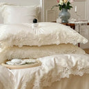French wedding chic cream & white bedding set bedroom lace duvet cover
