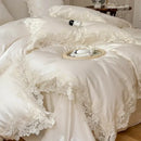 French wedding chic cream & white bedding set bedroom lace duvet cover