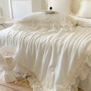 French wedding lace ruffles bedding set bedroom floral embroidery