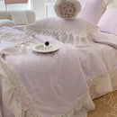 French wedding lace ruffles bedding set bedroom floral embroidery