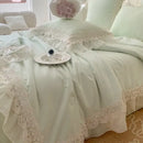 French wedding lace ruffles bedding set bedroom floral embroidery