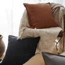 Fringed linen pillow cover ivory & grey living room decor