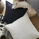 Fringed linen pillow cover ivory & grey living room decor