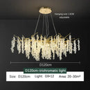 Frosted aluminum golden branch crystal chandelier dining room