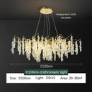 Frosted aluminum golden branch crystal chandelier dining room