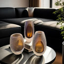 Frosted glass vase amber textured trio living room decor