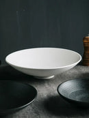 Frosted glaze ridged white ceramic soup bowls dining room set of 4