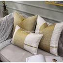 Frosted gold & silver metallic striped lumbar pillow covers bedroom