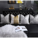 Frosted gold & silver metallic striped lumbar pillow covers bedroom