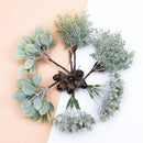 Frosted silver and brown decorative artificial plants living room bundle