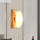 DecorBites™ Frosted White Glass Arch Sconce - Nordic Single-Blue Wall Light with Wood Backplate