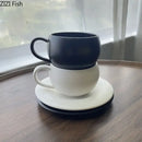 Frosted white textured ceramic cup and saucer set dining room