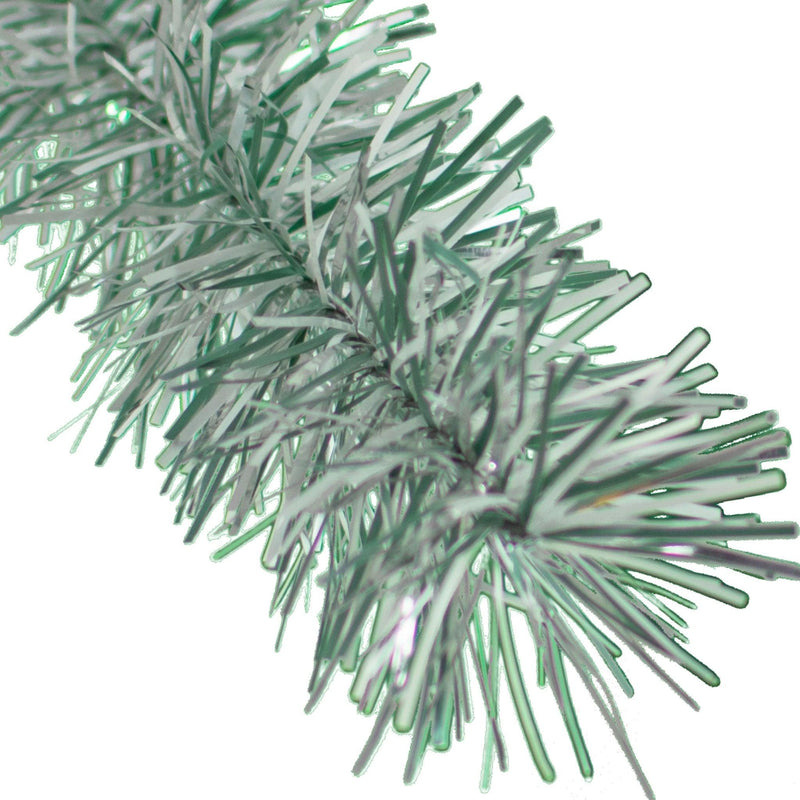 Frosty White, Green, and Silver Tinsel Garland