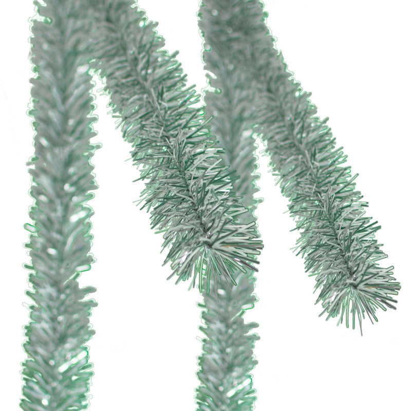 Frosty White, Green, and Silver Tinsel Garland