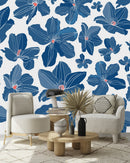 Modish Blue Flowers Wallpaper