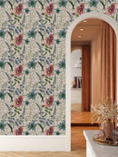 Voguish Beige Floral Wallpaper Fashionable