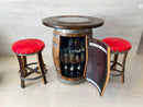 Oak Barrel Pub Table Set, Limited Colorways, Counter Height Wood Glass Top, Cabinet Storage, Bar Stools, Home Bar, Man Cave - Handmade from Family Business