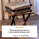 Ashley-Foldable Metal Luggage Rack with Genuine Leather