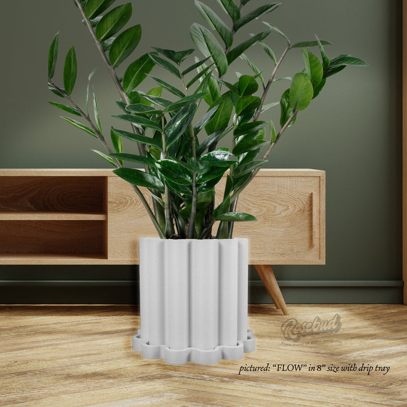 indoor planter with drainage tray Funky Flow Planter with Drainage and Unique Tray Beige / 5 / Without Drip Tray