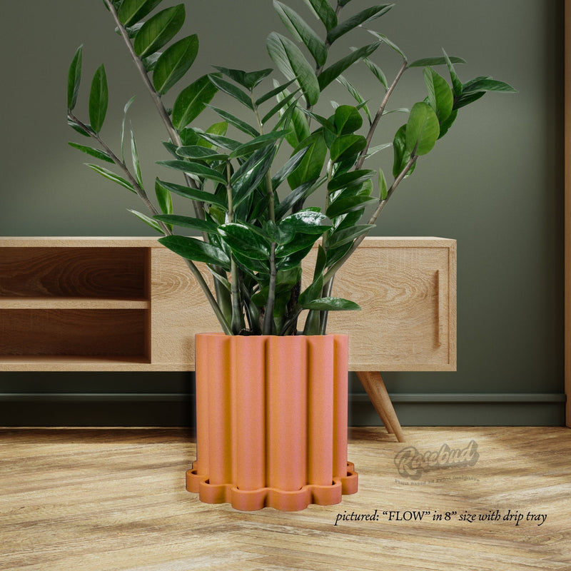 funky indoor plant pots Funky Flow Planter with Drainage and Unique Tray Beige / 5 / Without Drip Tray
