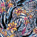 Voguish Exotic Leaves and Flowers Wallpaper Fashionable