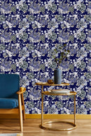 Cranes on Blue Background Wallpaper