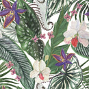 Palm Leaves and Flowers Wallpaper