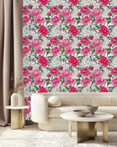 Cranes and Pink Peonies Wallpaper