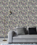 Voguish Grey Floral Wallpaper Chic
