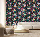 Modish Pink and Yellow Flowers Wallpaper