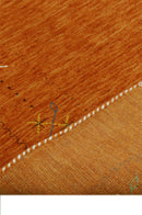 Gabbeh Border Orange Rust Hand Loomed Wool Area Rug