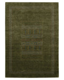 Gabbeh Design Hand Loomed Green Wool Area Rug
