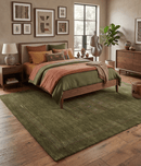 Gabbeh Design Hand Loomed Green Wool Area Rug